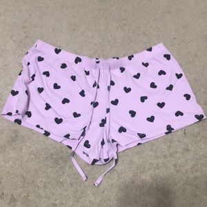 Purple with black hearts pj shorts